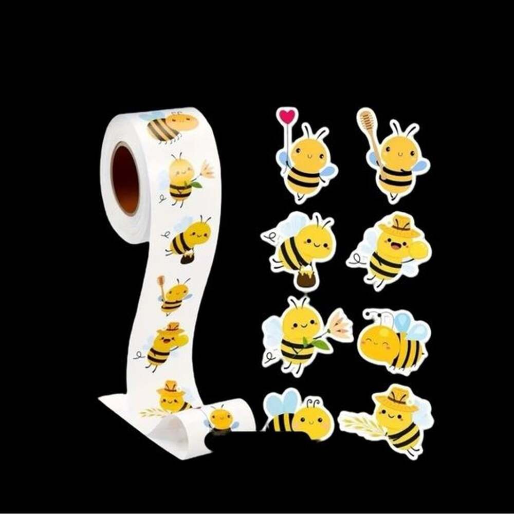 Roll of 500 Bee (8 different design) Stickers